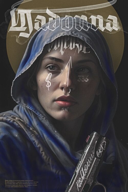 Madonna Voleuse, Virgin Mary, Pistol - Poster Design, Art Prints