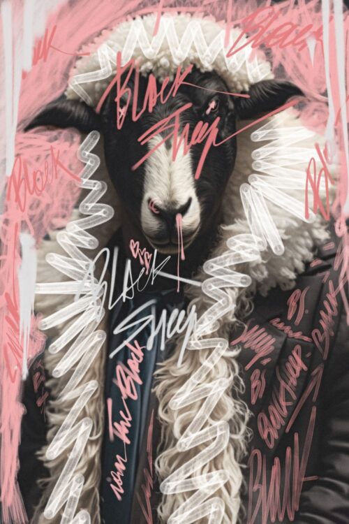 Black Sheep, pink - Poster Design, Art Prints