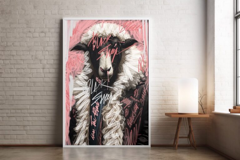 Black Sheep, pink - unique modern art prints